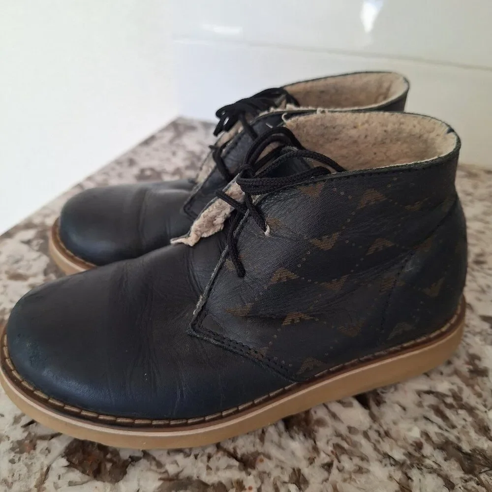Armani Junior‎ Winter Blue Leather Boots for Kids size 13
